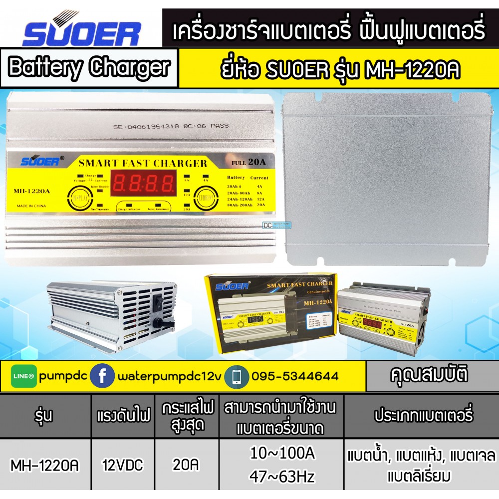 เครื่องชาร์จแบตเตอรี่รถยนต์ 12V 20A SUOER รุ่น MH-1220A